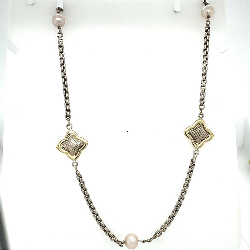 DY trademark polished off mostly pearl sterling silver gold foil pearl